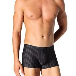 Schiesser Nachtschwärmer Shorts 128626/000 Trunk, Mikrofaser, Schwarz gestreift, Schwarz