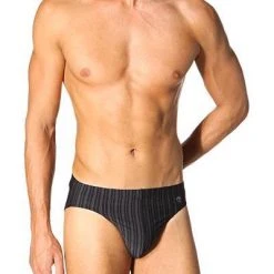 Schiesser Nachtschwärmer Supermini 128625/000 Slip, Mikrofaser, Schwarz gestreift, Schwarz