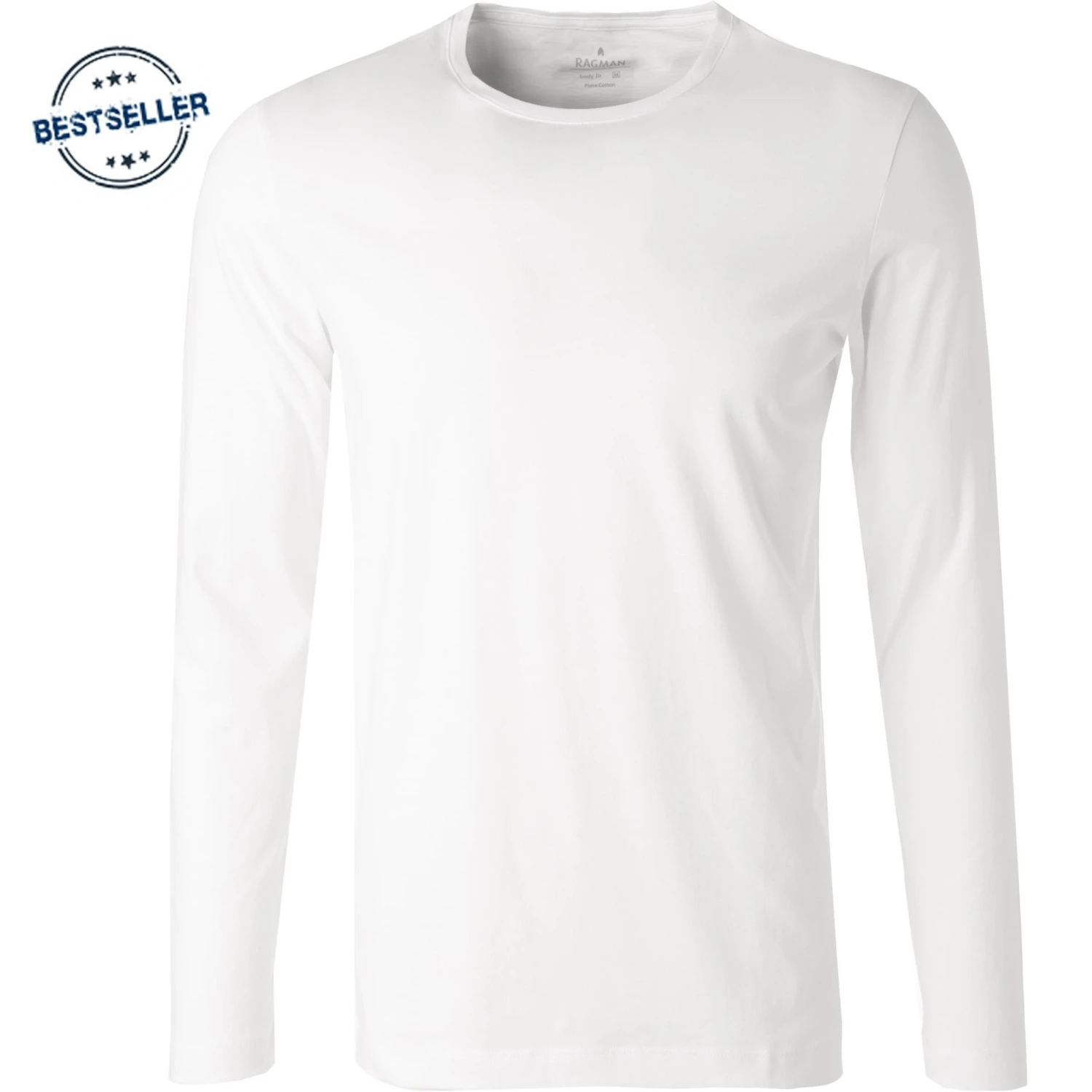 RAGMAN T-Shirt 482180/006 Longsleeve, Body Fit, Pima Baumwolle, Weiß 1 RAGMAN T-Shirt 482180/006 Longsleeve, Body Fit, Pima Baumwolle, Weiß