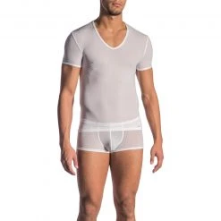 Olaf Benz RED0965 V-Neck (Low) 106024/1000 T-Shirt, Mikrofaser, Weiß, White