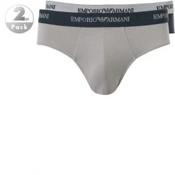 EMPORIO ARMANI Brief 2Pack 111321/CC717/13742 Slips, Baumwoll-Stretch, Mittelgrau-nachtblau, Grau-blau