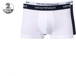 EMPORIO ARMANI Trunk 2Pack 111210/CC717/10410 Trunks, Baumwoll-Stretch, Dunkelblau-weiß, Weiß-blau