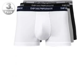 EMPORIO ARMANI Trunk 3er Pack 111357/CC717/02910 Trunks, Baumwoll-Stretch, Weiß-grau-schwarz, Weiß-schwarz-grau