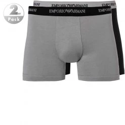 EMPORIO ARMANI Boxer 2er Pack 111268/CC717/03320 Trunks, Baumwoll-Stretch, Schwarz-grau