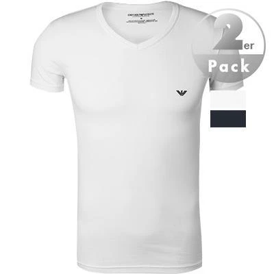 EMPORIO ARMANI V-Neck 2er Pack 111512/CC717/10410 T-Shirts, Baumwolle, Weiß-navy, Weiß 2 EMPORIO ARMANI V-Neck 2er Pack 111512/CC717/10410 T-Shirts, Baumwolle, Weiß-navy, Weiß – Bild 2