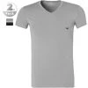 EMPORIO ARMANI V-Neck 2er Pack 111512/CC717/13742 T-Shirts, Baumwoll-Stretch, Grau-nachtblau, Grau