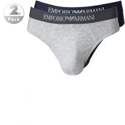 EMPORIO ARMANI Brief 2er Pack 111321/CC722/15935 Slips, Baumwolle, Hellgrau-marineblau, Marine-grau