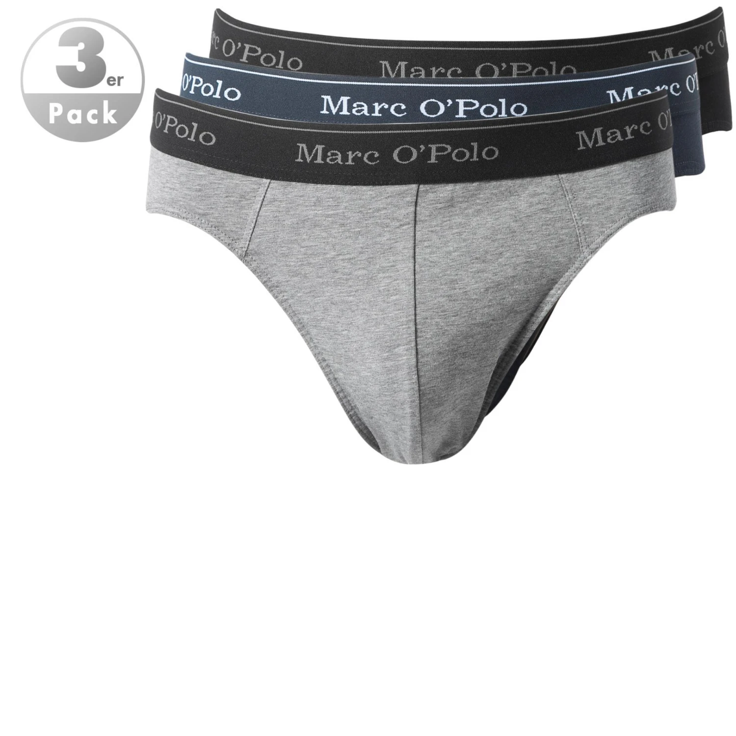 Marc O'Polo Slip 3er Pack 154628/901 Slips, Baumwoll-Stretch, Grau-marine, Assorted 1 Marc O'Polo Slip 3er Pack 154628/901 Slips, Baumwoll-Stretch, Grau-marine, Assorted