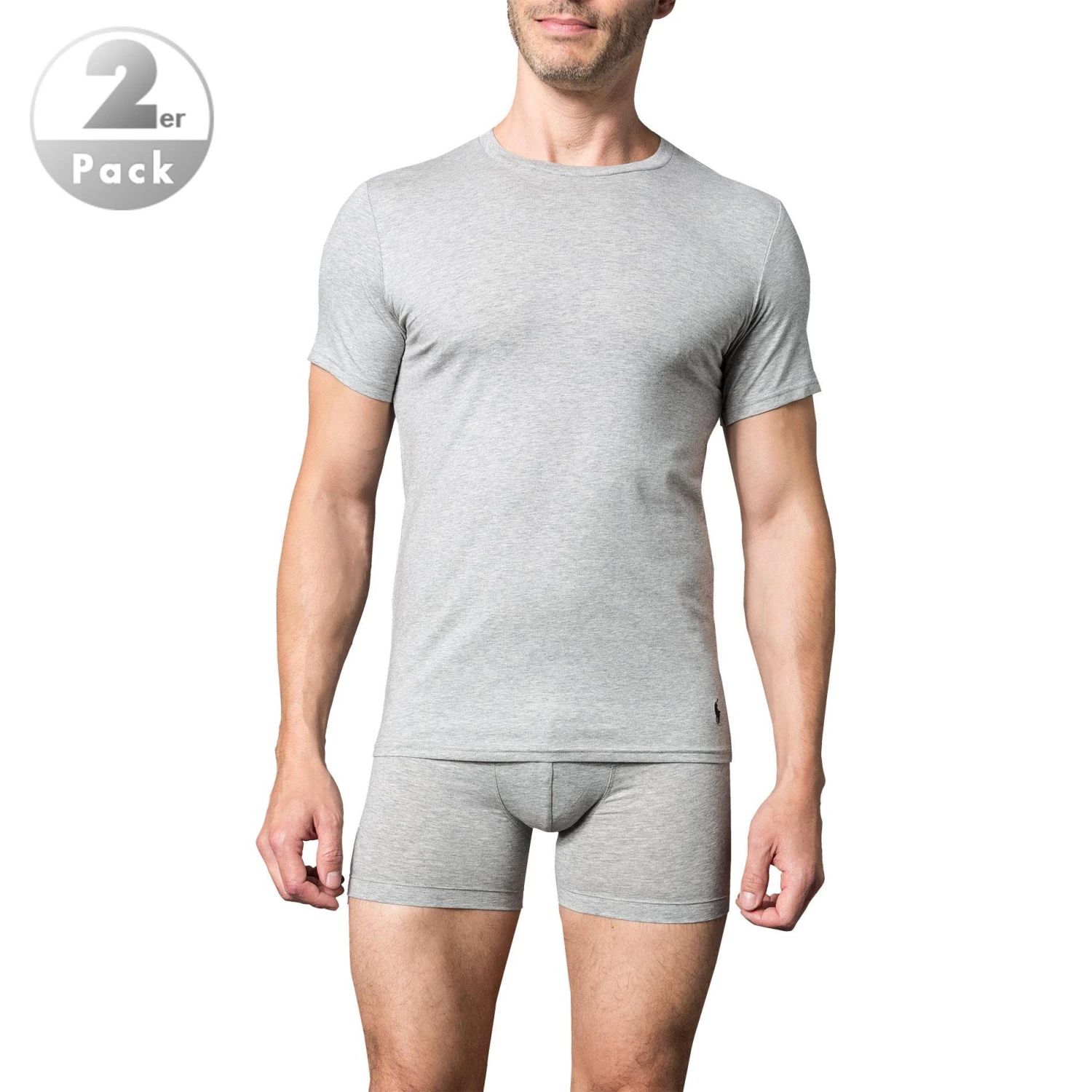 Polo Ralph Lauren T-Shirt 2 Pack 714621944003 T-Shirts, Baumwoll-Stretch, Hellgrau meliert, Grey 1 Polo Ralph Lauren T-Shirt 2 Pack 714621944003 T-Shirts, Baumwoll-Stretch, Hellgrau meliert, Grey
