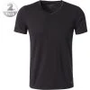 Marc O'Polo Shirt V-Neck 2er Pack 149804/000 T-Shirts, Baumwoll-Stretch, Schwarz, Black