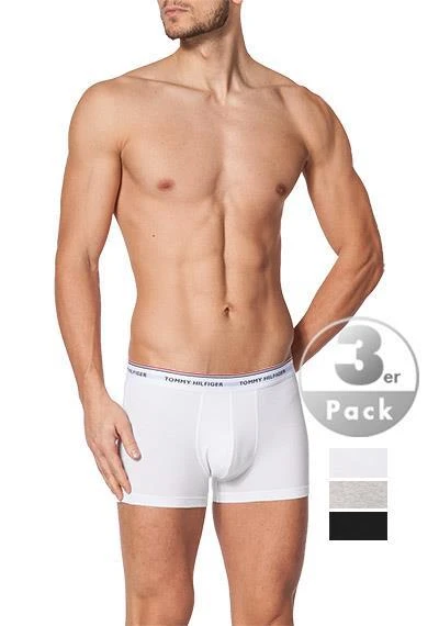 Tommy Hilfiger Trunks 3er Pack 1U87903842/004 Baumwoll-Stretch, Weiß-schwarz-grau, Schwarz-grau-weiß 2 Tommy Hilfiger Trunks 3er Pack 1U87903842/004 Baumwoll-Stretch, Weiß-schwarz-grau, Schwarz-grau-weiß – Bild 2