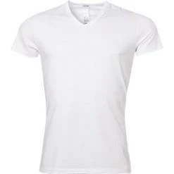HOM Classic V-Shirt 400206/0003 T-Shirt, Baumwolle, Weiß, White