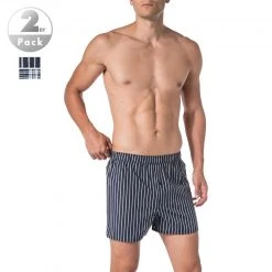 Marc O'Polo Boxershorts 2er Pack 164200/804 Baumwolle, Navy-weiß gemustert, Nachtblau