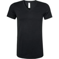 HANRO Shirt V-Neck Cotton Superior 07 3089/0199 T-Shirt, Baumwolle, Schwarz, Black