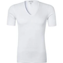 HANRO Shirt V-Neck Cotton Pure 07 3665/0101 T-Shirt, Baumwolle, Weiß, White
