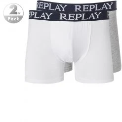 Replay Cotton Stretch Trunk 2er Pack I101005/N036 Trunks, Baumwoll-Stretch, Weiß-grau