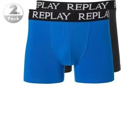 Replay Cotton Stretch Trunk 2er Pack I101005/N090 Trunks, Baumwoll-Stretch, Blau-schwarz, Türkis-schwarz