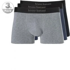 bruno banani Shorts 3erPack Energy 2201-2083/2753 Trunks, Baumwoll-Stretch, Schwarz-blau-grau, Schwarz-navy-grau