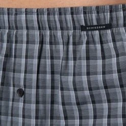 Schiesser Boxershorts 2er Pack 168445/000 Baumwolle, Grau kariert, Schwarz -MR Wasch Geschaft 325562 norm4