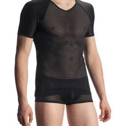 Olaf Benz RED1913 V-Neck reg. 108353/8000 T-Shirt, Mikrofaser, Schwarz, Black