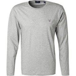 Gant Longsleeve 234502/94 Regular Fit, Baumwolle, Steingrau meliert, Hellgrau