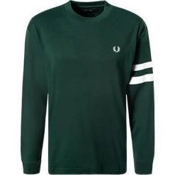 Fred Perry T-Shirt M7522/F40 Longsleeve, Baumwolle, Dunkelgrün, Tannengrün
