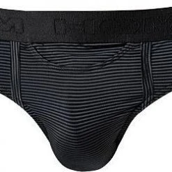 HOM HO1 Simon Mini Briefs 359852/0004 Slip mit Eingriff, Mikrofaser, Schwarz gestreift, Schwarz