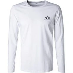 ALPHA INDUSTRIES Longsleeve Small Logo 198517/09 Baumwolle, Weiß