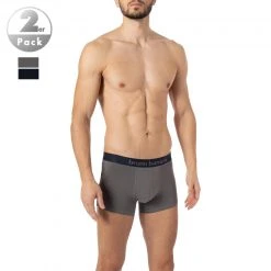 bruno banani Shorts 2er Pack Flow. 2203-1388/4218 Trunks, Baumwoll-Stretch, Navy-graphit , Grau-blau