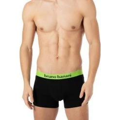 bruno banani Shorts 2er Pack Flow. 2203-1388/4220 Trunks, Baumwoll-Stretch, Leuchtgrün-schwarz, Apfelgrün-schwarz -MR Wasch Geschaft 360784 norm2