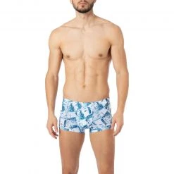 bruno banani Hip Shorts Ice Cubes 2202-2268/4207 Trunk, Mikrofaser-Stretch, Petrol-weiß gemustert, Multicolor