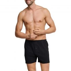 Schiesser Boxershorts 2er Pack 174002/000 Baumwolle, Schwarz