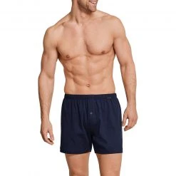 Schiesser Boxershorts 2er Pack 174002/909 Baumwolle, Dunkelblau-schwarz
