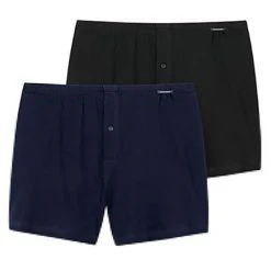 Schiesser Boxershorts 2er Pack 174002/909 Baumwolle, Dunkelblau-schwarz -MR Wasch Geschaft 362241 norm4