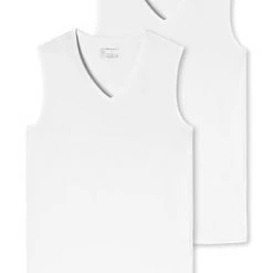 Schiesser Tank Top 2er Pack 173981/100 Tanktops, Baumwoll-Stretch, Weiß -MR Wasch Geschaft 362287 norm4