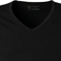 Schiesser T-Shirt 2er Pack 173982/000 T-Shirts, Baumwoll-Stretch, Schwarz -MR Wasch Geschaft 362298 norm2