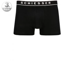 Schiesser Shorts 3er Pack 173983/000 Trunks, Baumwoll-Stretch, Schwarz