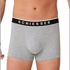 Schiesser Shorts 3er Pack 173983/202 Trunks, Baumwoll-Stretch, Grau meliert, Grau -MR Wasch Geschaft 362302 norm2