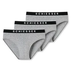 Schiesser Rio-Slip 3er Pack 173984/202 Slips, Baumwoll-Stretch, Grau meliert, Grau -MR Wasch Geschaft 362307 norm4