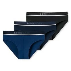 Schiesser Rio-Slip 3er Pack 173985/908 Slips, Baumwoll-Stretch, Marine, Blau-schwarz -MR Wasch Geschaft 362324 norm4