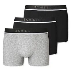 Schiesser Shorts 3er Pack 173986/901 Trunks, Baumwoll-Stretch, Schwarz-grau meliert, Schwarz-grau -MR Wasch Geschaft 362327 norm4