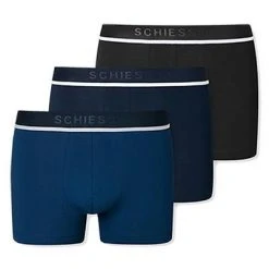 Schiesser Shorts 3er Pack 173986/908 Trunks, Baumwoll-Stretch, Blau-schwarz -MR Wasch Geschaft 362328 norm4