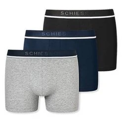 Schiesser Shorts 3er Pack 173986/910 Trunks, Baumwoll-Stretch, Grau-blau-schwarz, Schwarz-blau-grau -MR Wasch Geschaft 362330 norm4