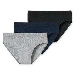Schiesser Supermini 3er Pack 173987/901 Slips, Baumwoll-Stretch, Grau-blau-schwarz, Schwarz-blau-grau -MR Wasch Geschaft 362333 norm4