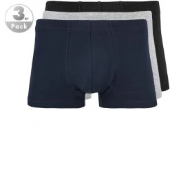 Schiesser Shorts 3er Pack 173988/901 Trunks, Baumwoll-Stretch, Grau-blau-schwarz, Schwarz-blau-grau