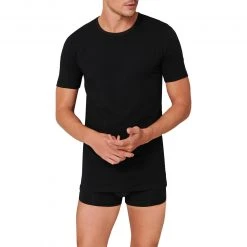 Schiesser T-Shirt 2er Pack 174997/000 T-Shirts, Baumwolle, Schwarz