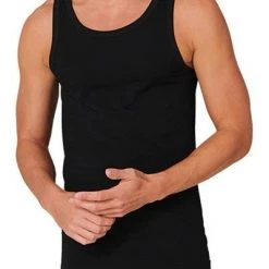 Schiesser Unterhemd 2er Pack 176038/000 Tanktops, Bio Baumwolle, Schwarz -MR Wasch Geschaft 362343 norm2