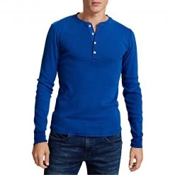 Schiesser Revival Karl-Heinz Henley 1/1 172123/824 Longsleeve, Baumwolle, Indigo