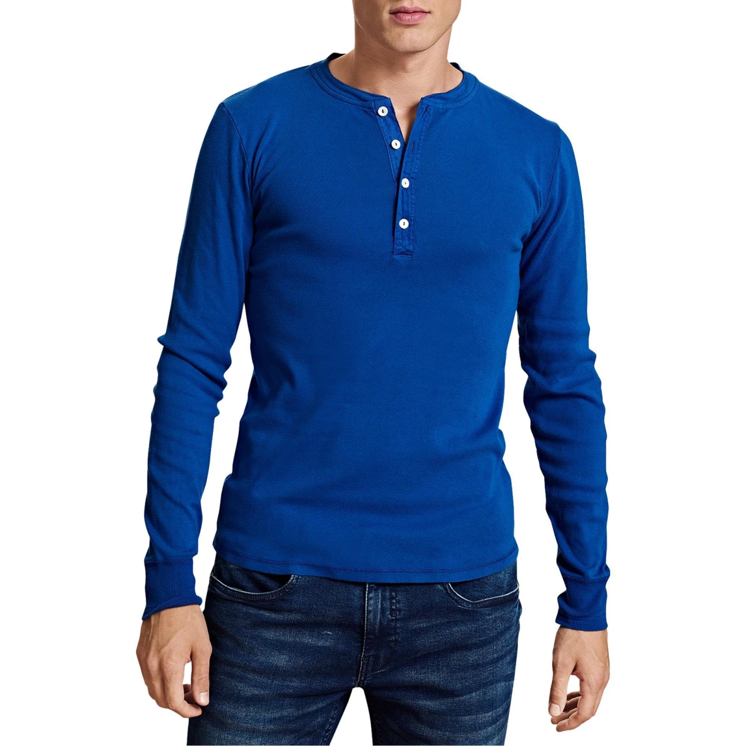 Schiesser Revival Karl-Heinz Henley 1/1 172123/824 Longsleeve, Baumwolle, Indigo 1 Schiesser Revival Karl-Heinz Henley 1/1 172123/824 Longsleeve, Baumwolle, Indigo