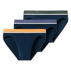 Schiesser Rio-Slips 3er Pack 173771/901 Bio Baumwoll-Stretch, Dunkelblau, Orange-blau-graugrün -MR Wasch Geschaft 366209 norm4